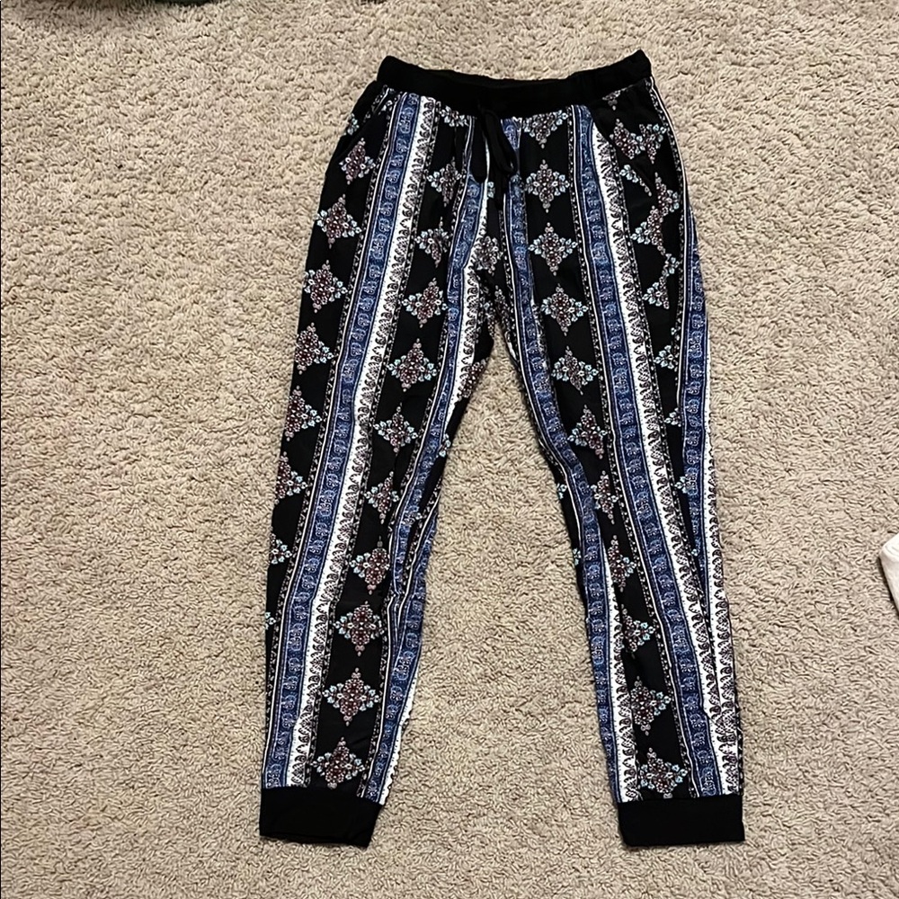 Stylish Black and Blue Patterned Joggers